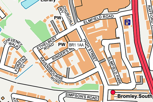 BR1 1AA map - OS OpenMap – Local (Ordnance Survey)