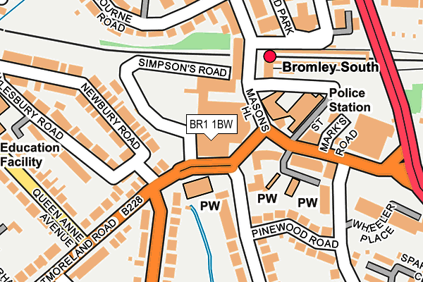 BR1 1BW map - OS OpenMap – Local (Ordnance Survey)