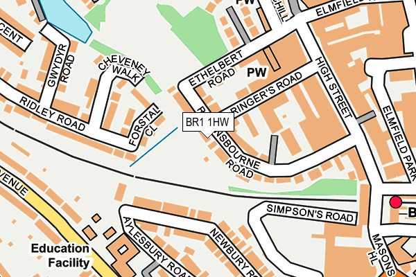 BR1 1HW map - OS OpenMap – Local (Ordnance Survey)