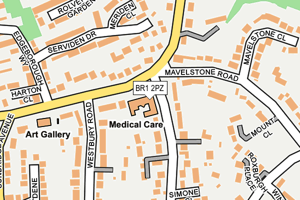 BR1 2PZ map - OS OpenMap – Local (Ordnance Survey)