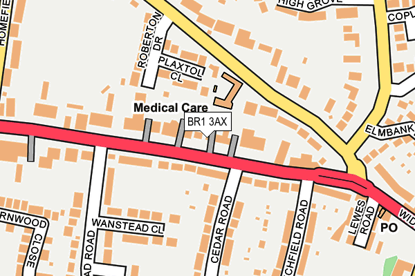 BR1 3AX map - OS OpenMap – Local (Ordnance Survey)