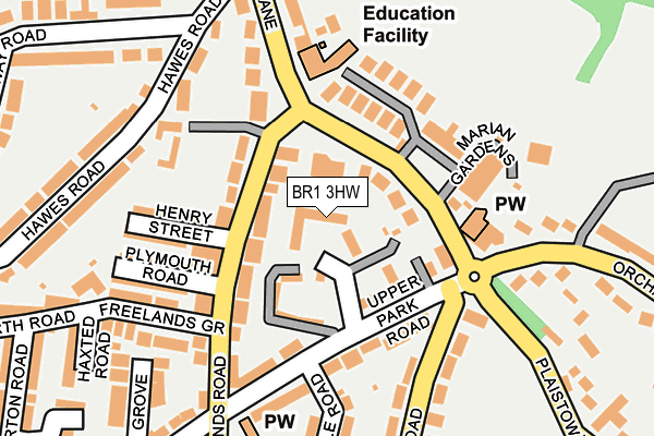 BR1 3HW map - OS OpenMap – Local (Ordnance Survey)