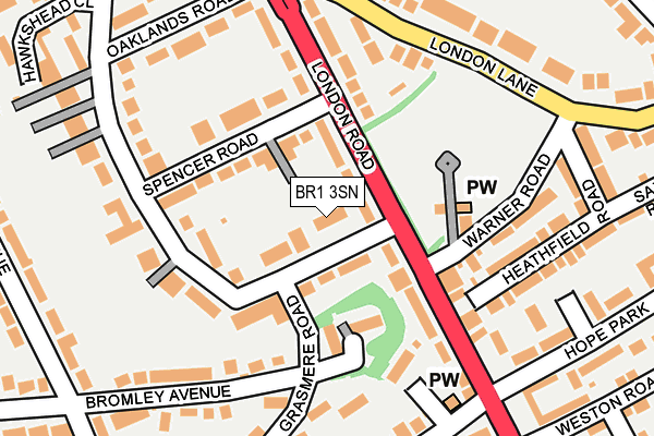 BR1 3SN map - OS OpenMap – Local (Ordnance Survey)