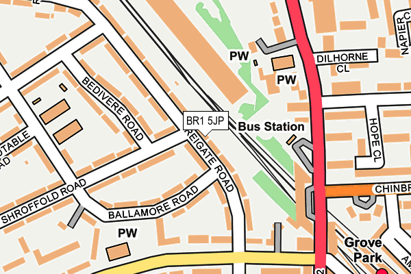 BR1 5JP map - OS OpenMap – Local (Ordnance Survey)