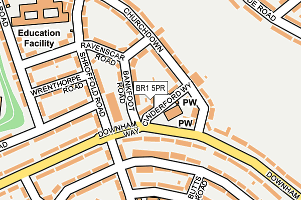 BR1 5PR map - OS OpenMap – Local (Ordnance Survey)