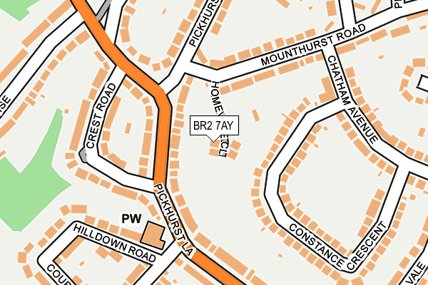 BR2 7AY map - OS OpenMap – Local (Ordnance Survey)