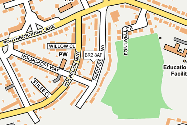 BR2 8AF map - OS OpenMap – Local (Ordnance Survey)