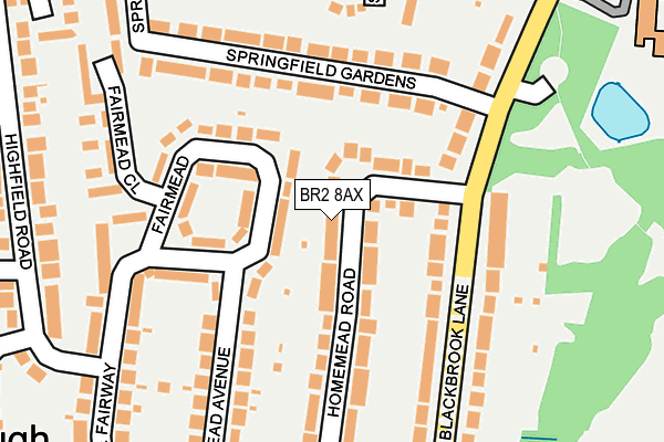 BR2 8AX map - OS OpenMap – Local (Ordnance Survey)