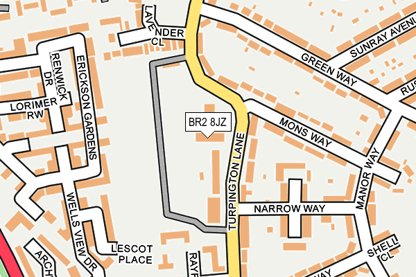 BR2 8JZ map - OS OpenMap – Local (Ordnance Survey)