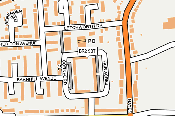 BR2 9BT map - OS OpenMap – Local (Ordnance Survey)