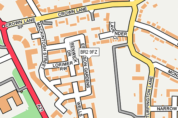BR2 9FZ map - OS OpenMap – Local (Ordnance Survey)