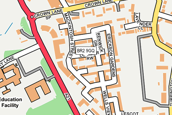 BR2 9GQ map - OS OpenMap – Local (Ordnance Survey)