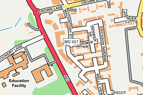 BR2 9GT map - OS OpenMap – Local (Ordnance Survey)