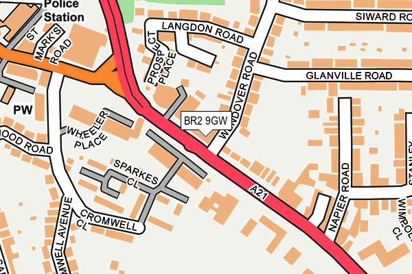 BR2 9GW map - OS OpenMap – Local (Ordnance Survey)