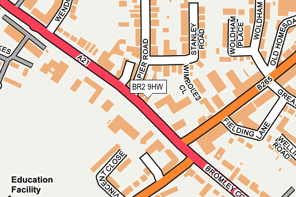 BR2 9HW map - OS OpenMap – Local (Ordnance Survey)