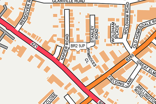 BR2 9JP map - OS OpenMap – Local (Ordnance Survey)