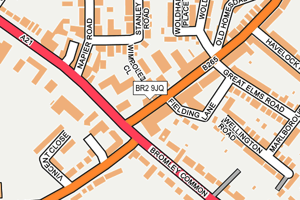 BR2 9JQ map - OS OpenMap – Local (Ordnance Survey)