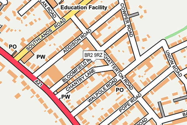 BR2 9RZ map - OS OpenMap – Local (Ordnance Survey)