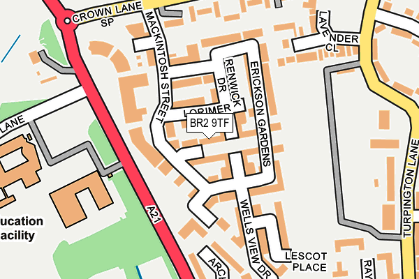 BR2 9TF map - OS OpenMap – Local (Ordnance Survey)