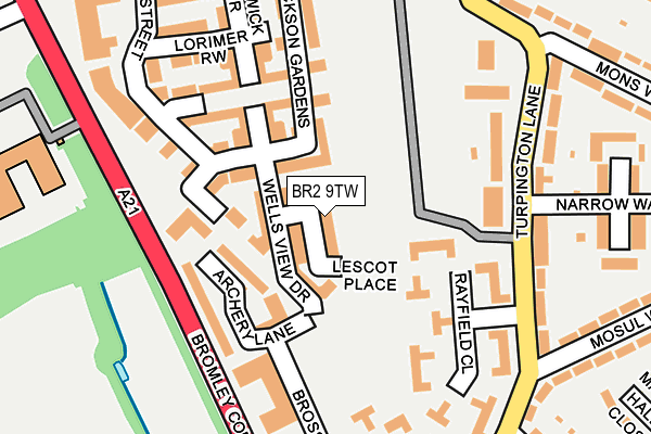 BR2 9TW map - OS OpenMap – Local (Ordnance Survey)