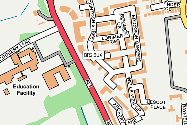 BR2 9UX map - OS OpenMap – Local (Ordnance Survey)