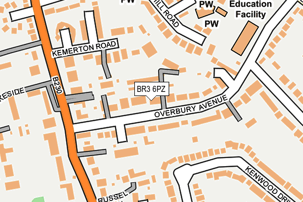 BR3 6PZ map - OS OpenMap – Local (Ordnance Survey)
