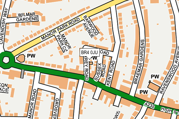 BR4 0JU map - OS OpenMap – Local (Ordnance Survey)