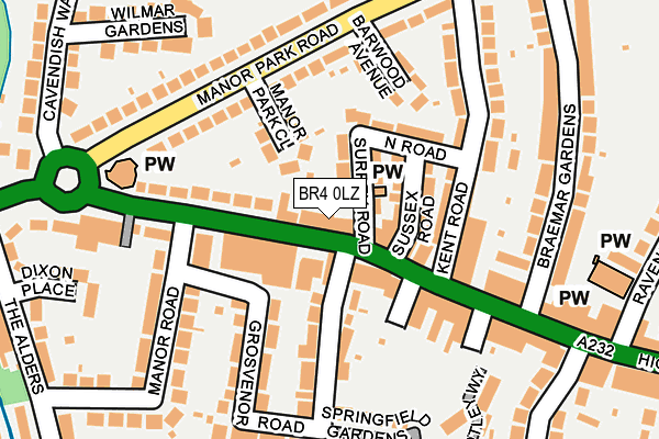 BR4 0LZ map - OS OpenMap – Local (Ordnance Survey)