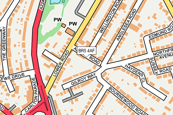 BR5 4AF map - OS OpenMap – Local (Ordnance Survey)