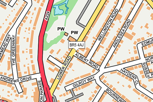 BR5 4AJ map - OS OpenMap – Local (Ordnance Survey)