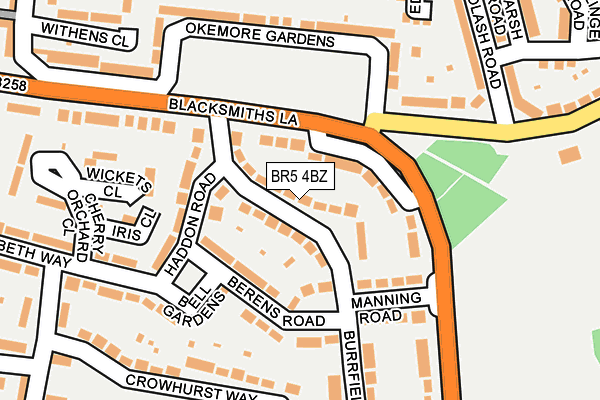 BR5 4BZ map - OS OpenMap – Local (Ordnance Survey)