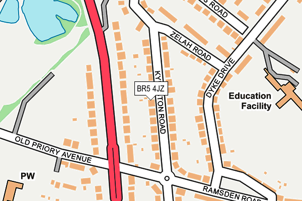 BR5 4JZ map - OS OpenMap – Local (Ordnance Survey)