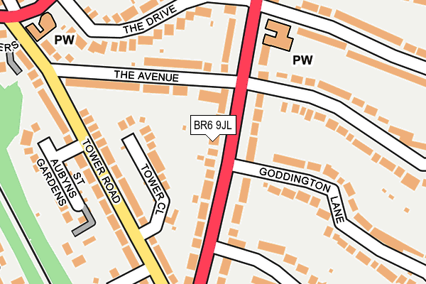 BR6 9JL map - OS OpenMap – Local (Ordnance Survey)