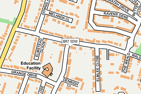 BR7 5DW map - OS OpenMap – Local (Ordnance Survey)
