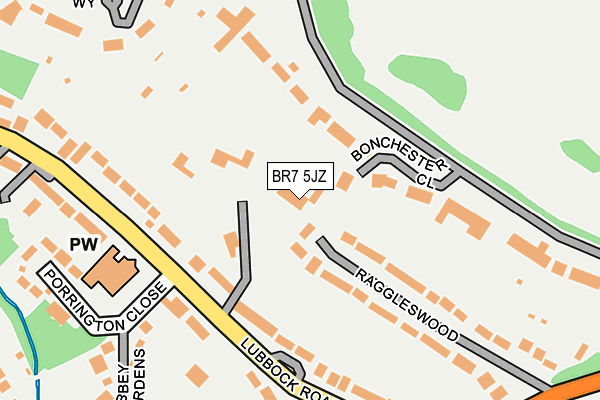 BR7 5JZ map - OS OpenMap – Local (Ordnance Survey)