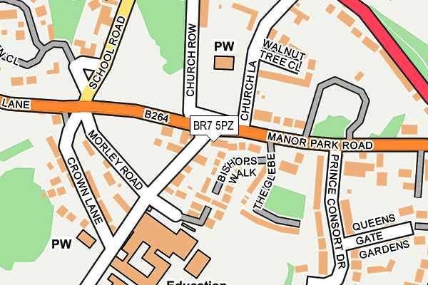 BR7 5PZ map - OS OpenMap – Local (Ordnance Survey)