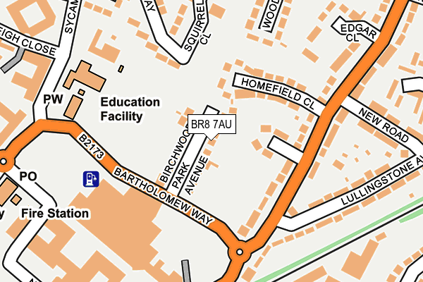 BR8 7AU map - OS OpenMap – Local (Ordnance Survey)