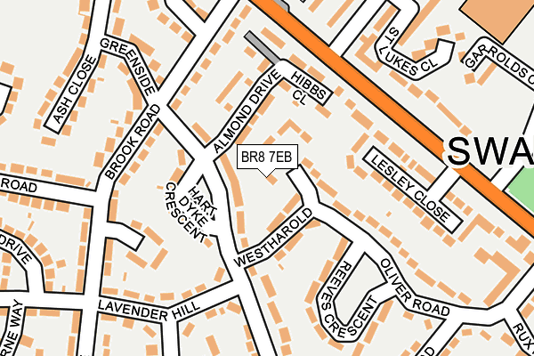 BR8 7EB map - OS OpenMap – Local (Ordnance Survey)