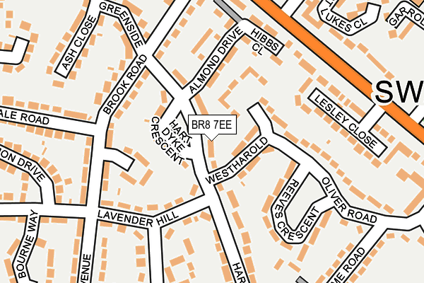 BR8 7EE map - OS OpenMap – Local (Ordnance Survey)