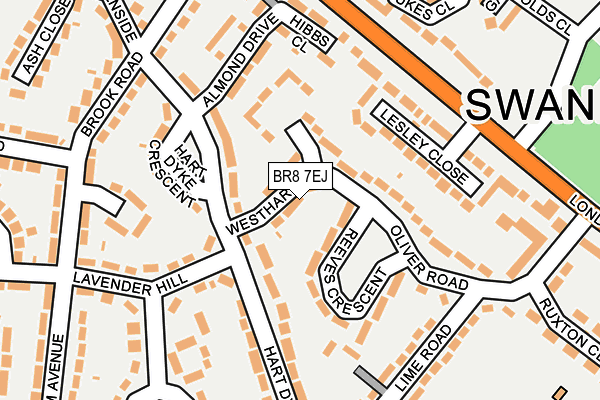 BR8 7EJ map - OS OpenMap – Local (Ordnance Survey)