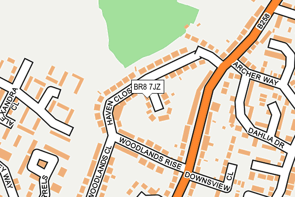 BR8 7JZ map - OS OpenMap – Local (Ordnance Survey)
