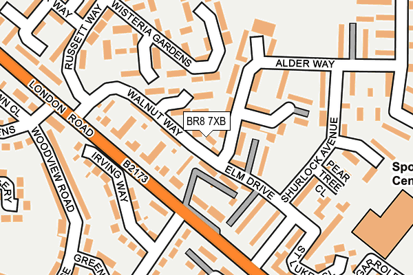 BR8 7XB map - OS OpenMap – Local (Ordnance Survey)