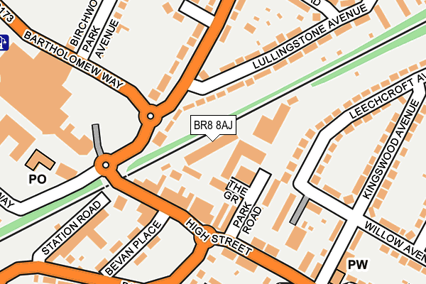 BR8 8AJ map - OS OpenMap – Local (Ordnance Survey)