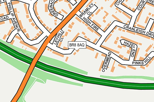 BR8 8AQ map - OS OpenMap – Local (Ordnance Survey)