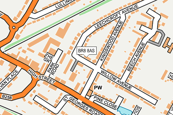 BR8 8AS map - OS OpenMap – Local (Ordnance Survey)