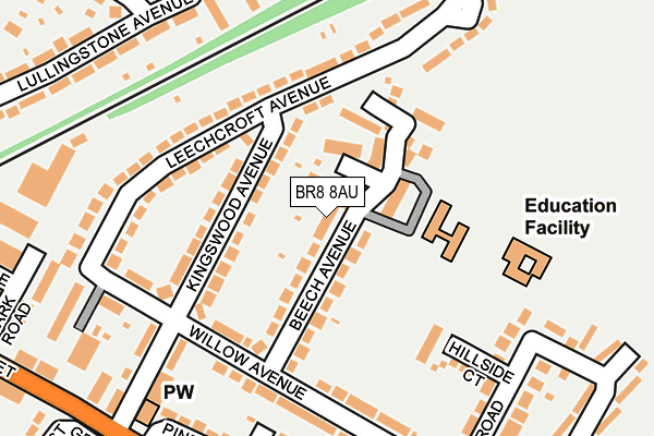 BR8 8AU map - OS OpenMap – Local (Ordnance Survey)