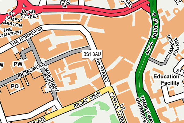BS1 3AU map - OS OpenMap – Local (Ordnance Survey)