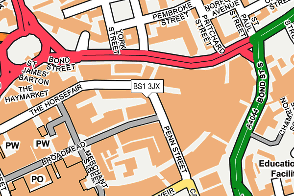 BS1 3JX map - OS OpenMap – Local (Ordnance Survey)