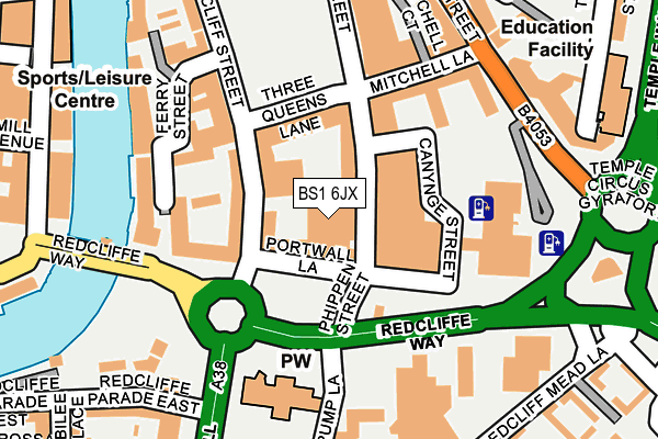 BS1 6JX map - OS OpenMap – Local (Ordnance Survey)