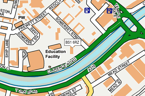 BS1 6RZ map - OS OpenMap – Local (Ordnance Survey)